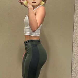 Olive Green and Black Women's Leggings